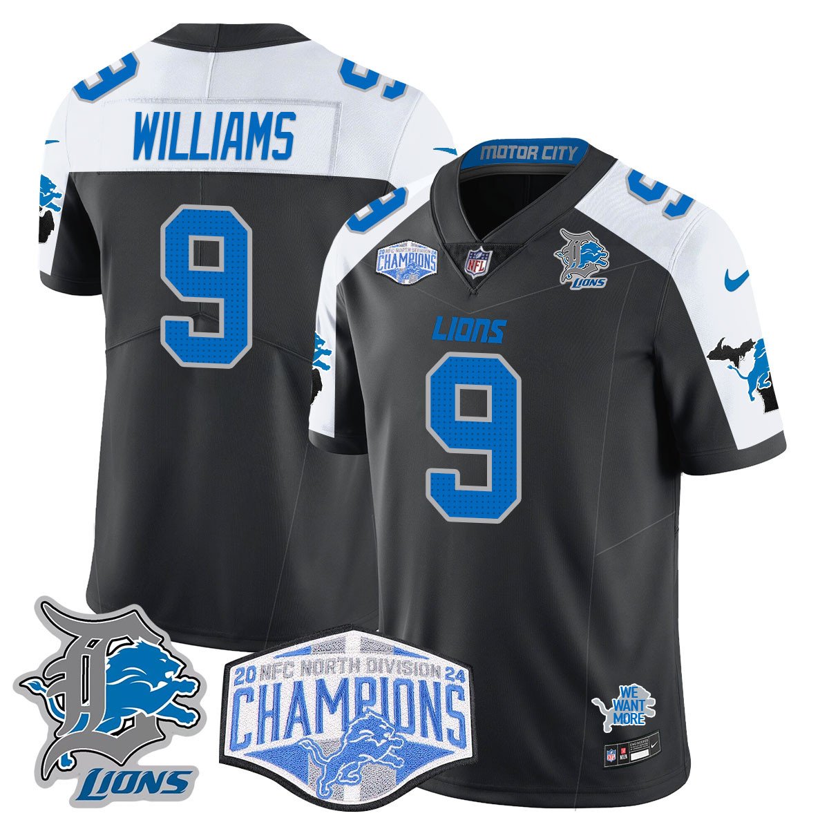 DET 2024 NFC North Champions Gold Jersey - All Stitched