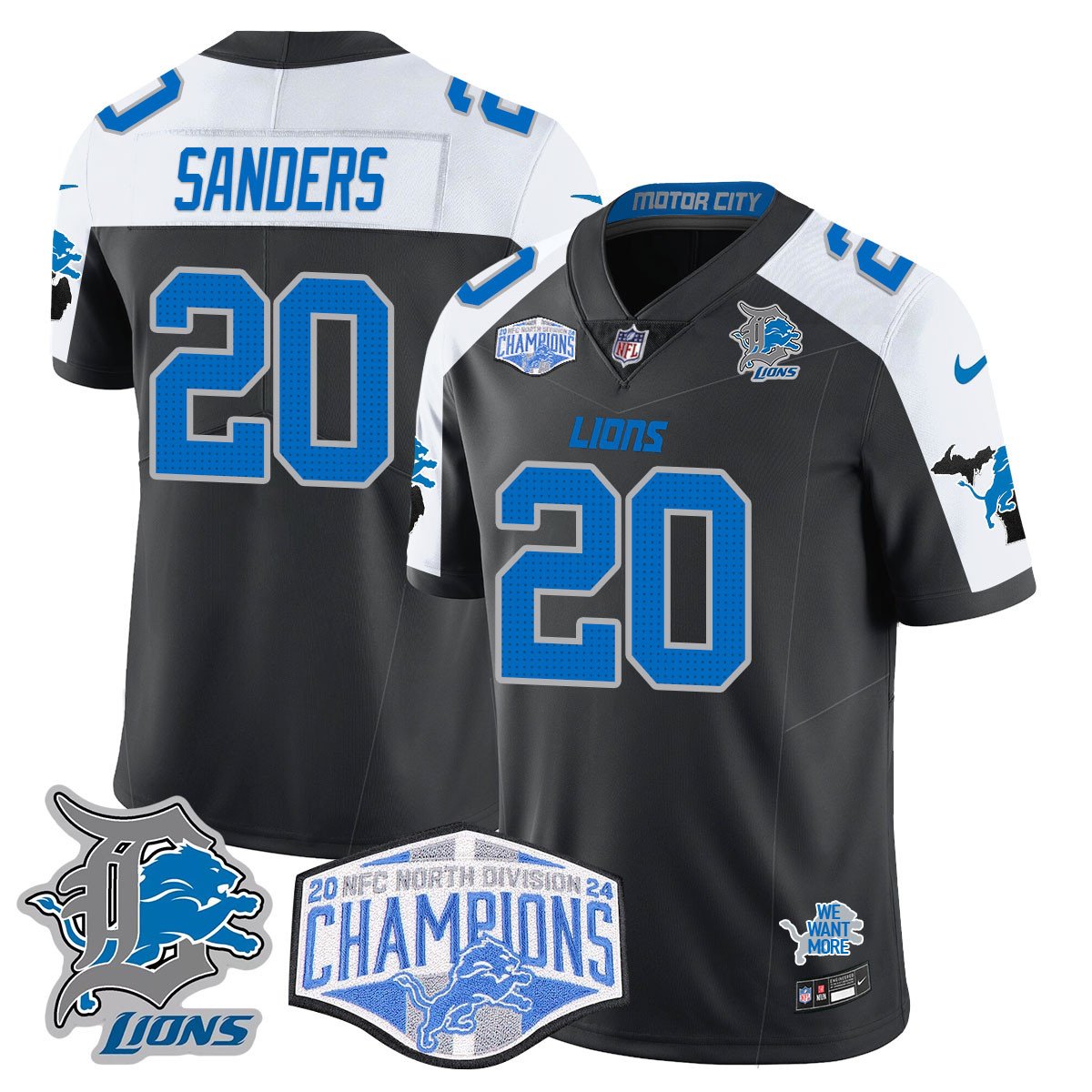 DET 2024 NFC North Champions Gold Jersey - All Stitched