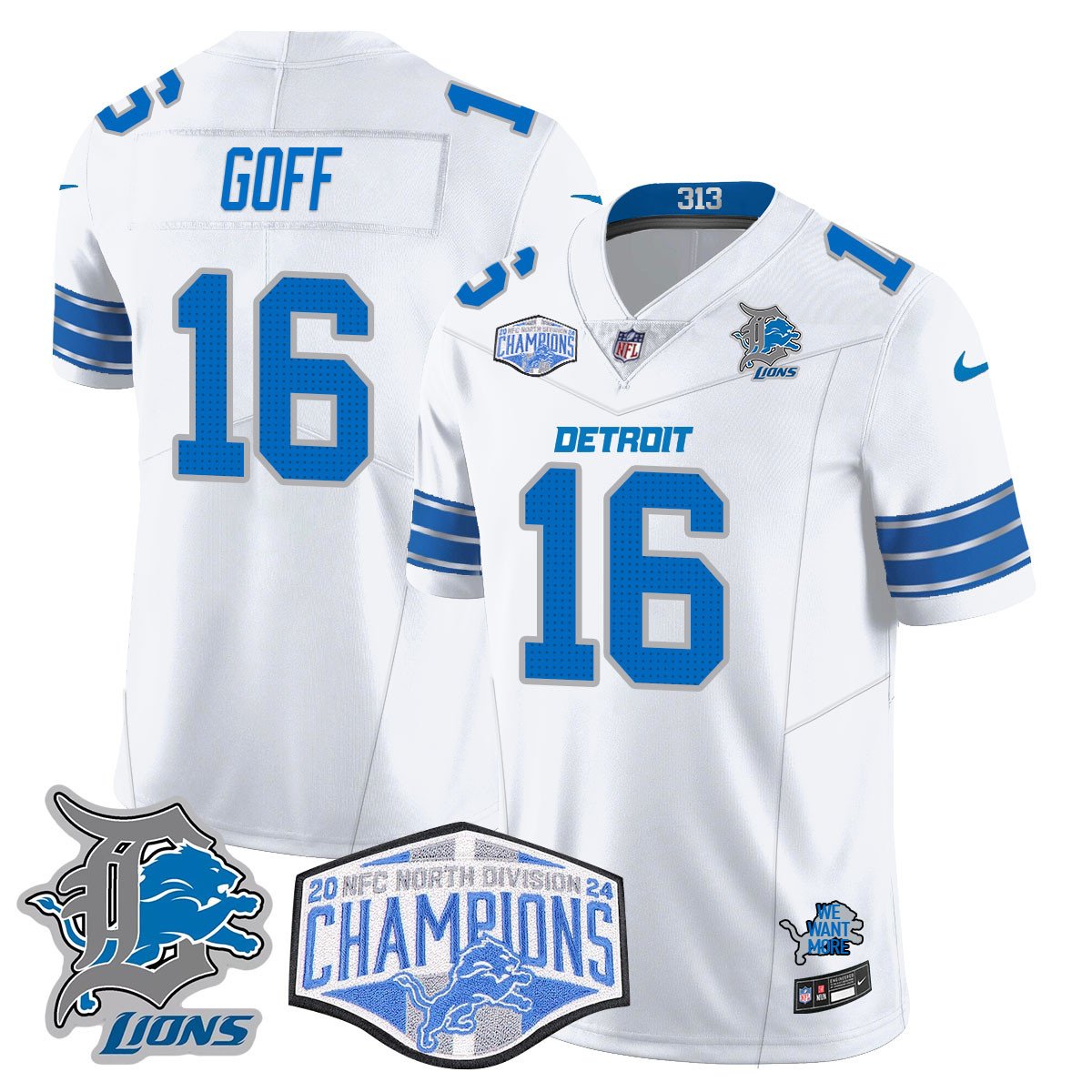 DET 2024 NFC North Champions Gold Jersey - All Stitched