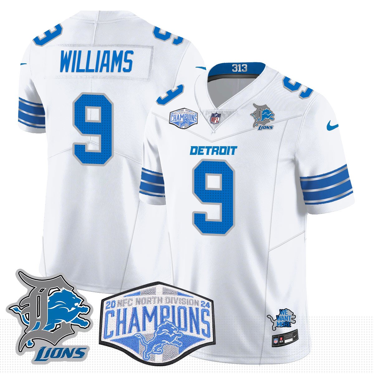DET 2024 NFC North Champions Gold Jersey - All Stitched