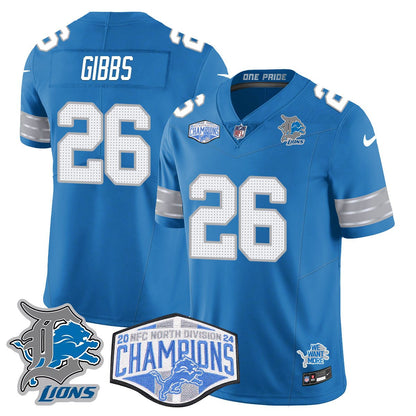 DET 2024 NFC North Champions Gold Jersey - All Stitched