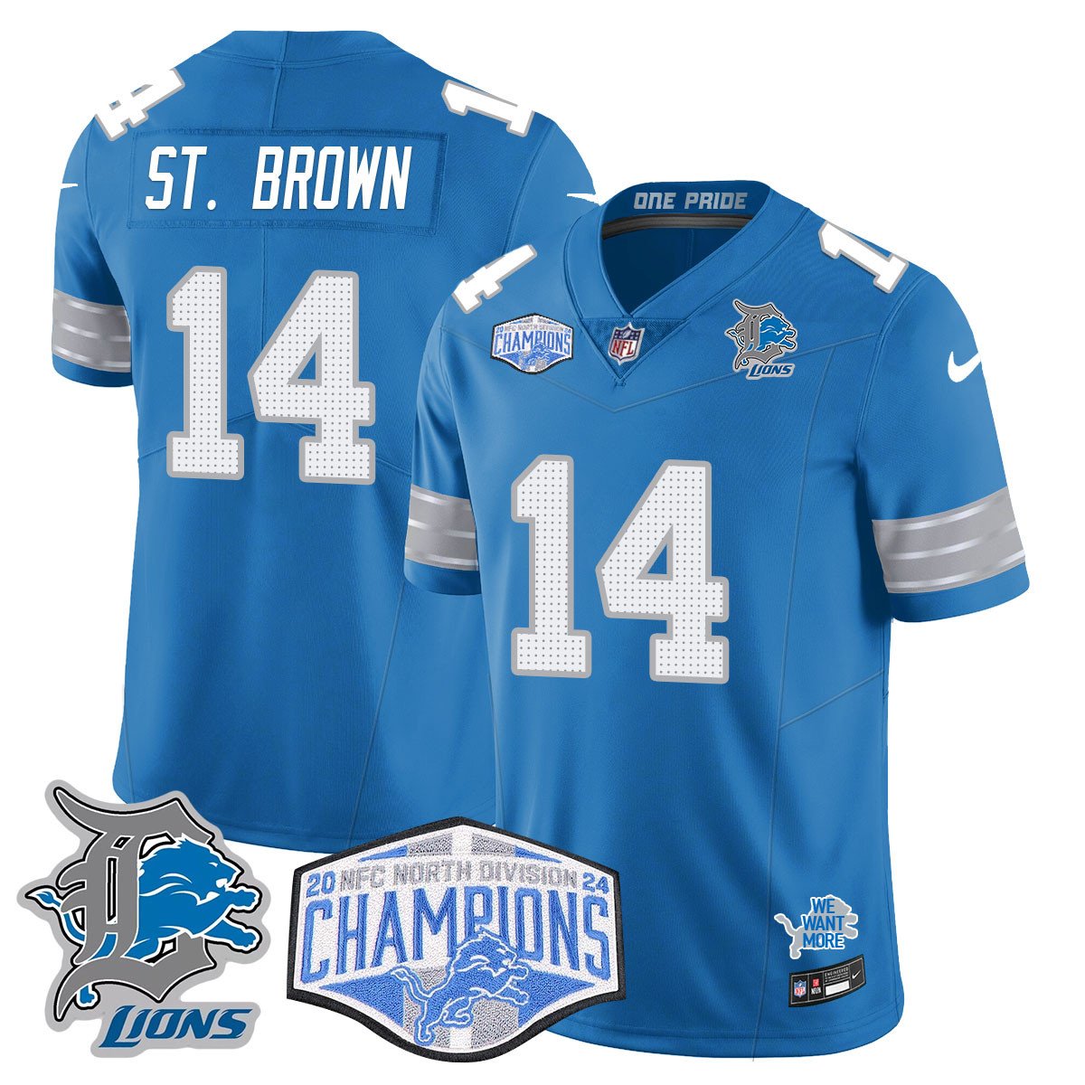 DET 2024 NFC North Champions Gold Jersey - All Stitched