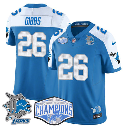 DET 2024 NFC North Champions Gold Jersey - All Stitched