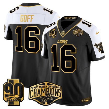 Detroit Lions 2024 NFC North Division Champions Patch Gold Vapor Limited Jersey - All Stitched