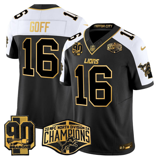 Detroit Lions 2024 NFC North Division Champions Patch Gold Vapor Limited Jersey - All Stitched