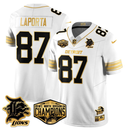 DET 2024 NFC North Champions Gold Jersey - All Stitched