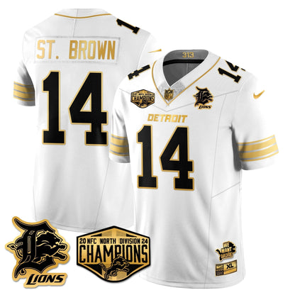 DET 2024 NFC North Champions Gold Jersey - All Stitched