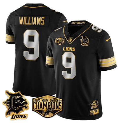DET 2024 NFC North Champions Gold Jersey - All Stitched