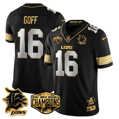 DET 2024 NFC North Champions Gold Jersey - All Stitched