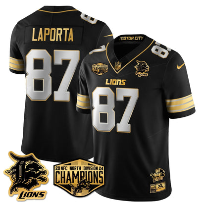 DET 2024 NFC North Champions Gold Jersey - All Stitched