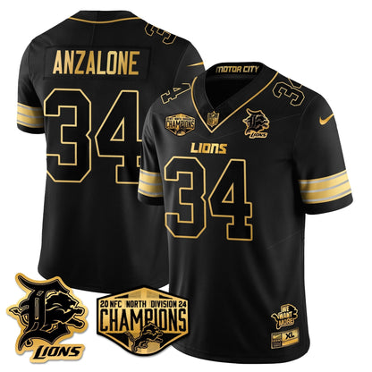 DET 2024 NFC North Champions Gold Jersey - All Stitched