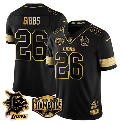 DET 2024 NFC North Champions Gold Jersey - All Stitched
