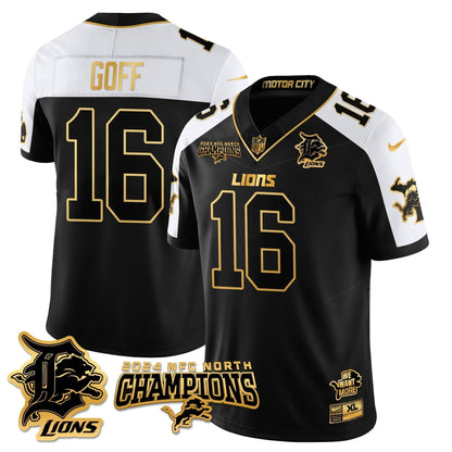 DET 2024 NFC North Champions Gold Jersey N1 - All Stitched