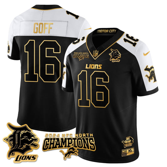DET 2024 NFC North Champions Gold Jersey N1 - All Stitched