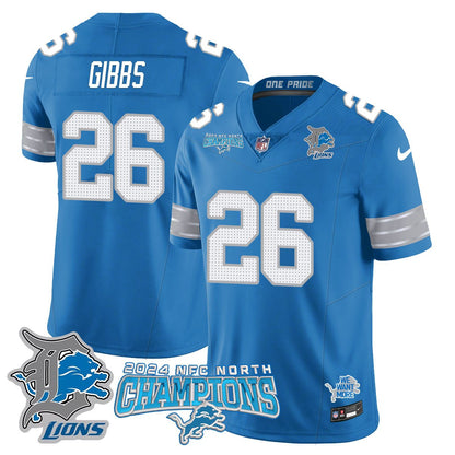 DET 2024 NFC North Champions Gold Jersey N1 - All Stitched