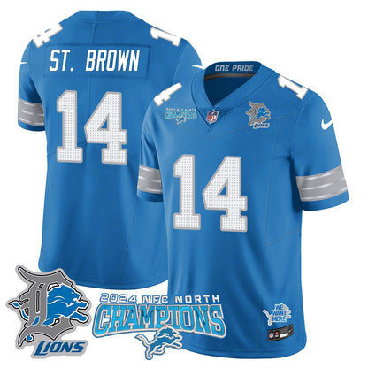 DET 2024 NFC North Champions Gold Jersey N1 - All Stitched