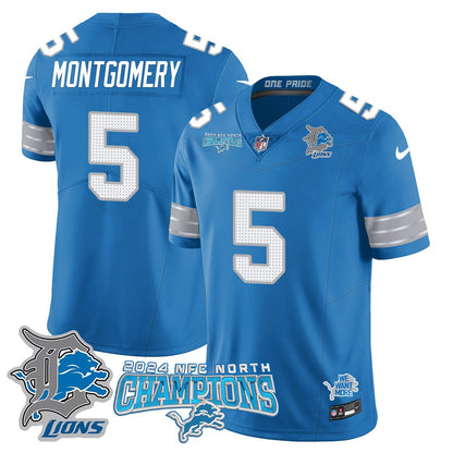 DET 2024 NFC North Champions Gold Jersey N1 - All Stitched