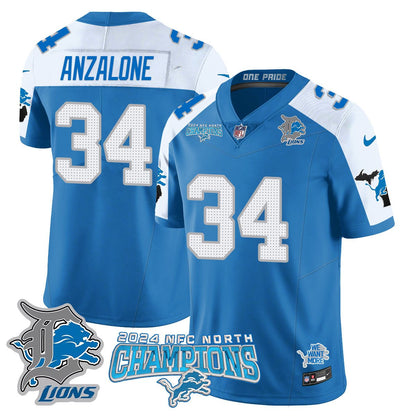 DET 2024 NFC North Champions Gold Jersey N1 - All Stitched