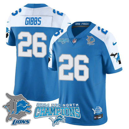 DET 2024 NFC North Champions Gold Jersey N1 - All Stitched