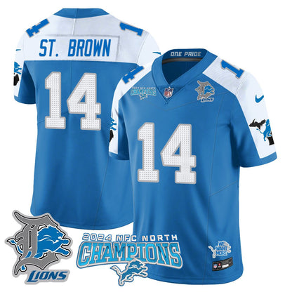 DET 2024 NFC North Champions Gold Jersey N1 - All Stitched