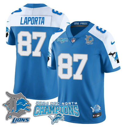 DET 2024 NFC North Champions Gold Jersey N1 - All Stitched
