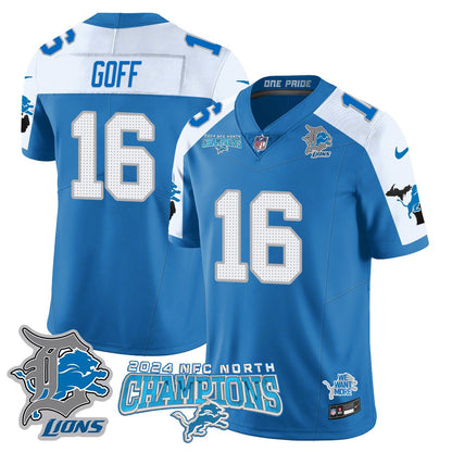 DET 2024 NFC North Champions Gold Jersey N1 - All Stitched