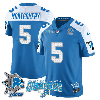 DET 2024 NFC North Champions Gold Jersey N1 - All Stitched