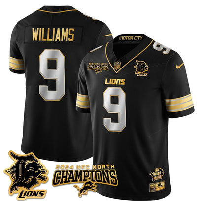 DET 2024 NFC North Champions Gold Jersey N1 - All Stitched