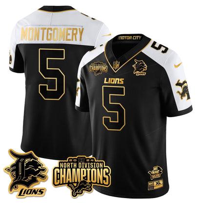 DET 2024 NFC North Champions Gold Jersey N2 - All Stitched