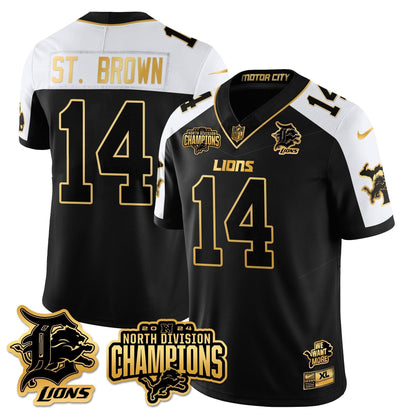 DET 2024 NFC North Champions Gold Jersey N2 - All Stitched