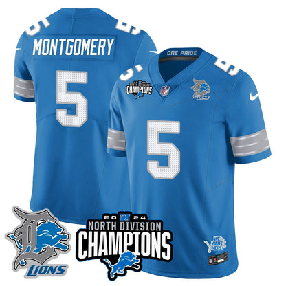 DET 2024 NFC North Champions Gold Jersey N2 - All Stitched