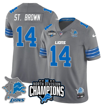 Detroit Lions 2024 NFC North Champions Gold Jersey N2 - All Stitched