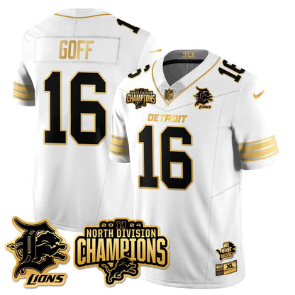 DET 2024 NFC North Champions Gold Jersey N2 - All Stitched