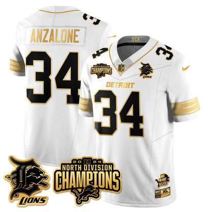 DET 2024 NFC North Champions Gold Jersey N2 - All Stitched