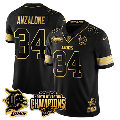 DET 2024 NFC North Champions Gold Jersey N2 - All Stitched