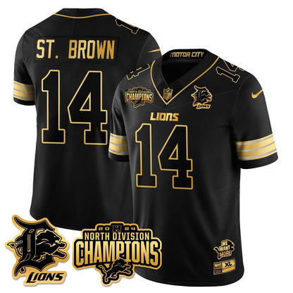 DET 2024 NFC North Champions Gold Jersey N2 - All Stitched