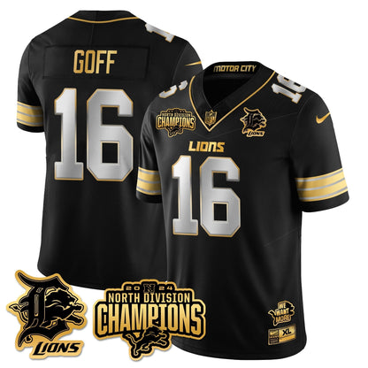 DET 2024 NFC North Champions Gold Jersey N2 - All Stitched