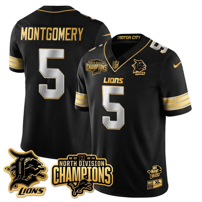 DET 2024 NFC North Champions Gold Jersey N2 - All Stitched