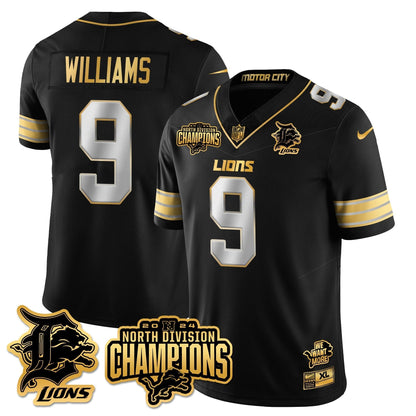 DET 2024 NFC North Champions Gold Jersey N2 - All Stitched