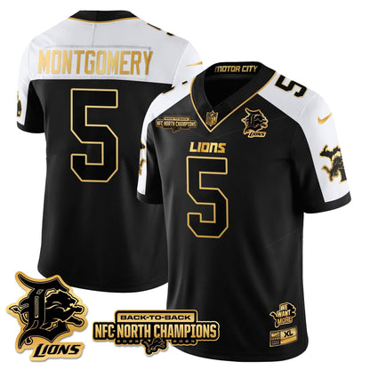 Custom Gender/Name DET 2024 NFC North Champions Gold Jersey N3 - All Stitched