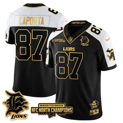 Custom Gender/Name DET 2024 NFC North Champions Gold Jersey N3 - All Stitched