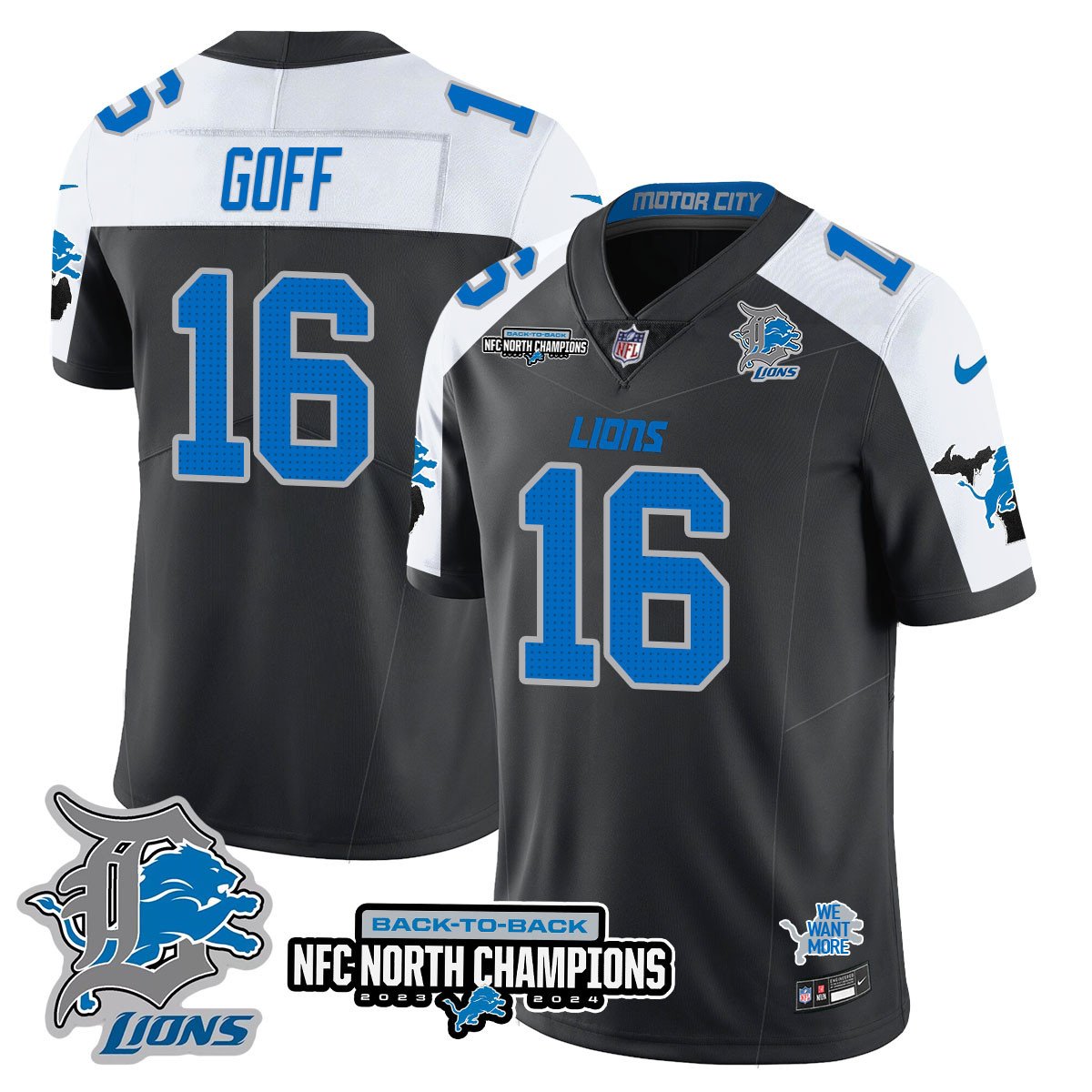 Custom Gender/Name DET 2024 NFC North Champions Gold Jersey N3 - All Stitched