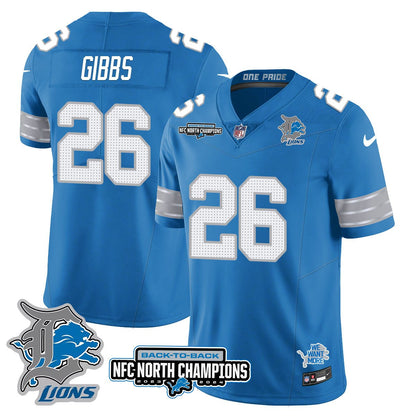 Custom Gender/Name DET 2024 NFC North Champions Gold Jersey N3 - All Stitched