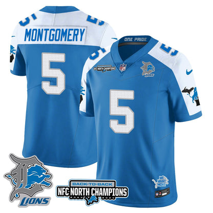 Custom Gender/Name DET 2024 NFC North Champions Gold Jersey N3 - All Stitched