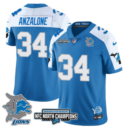 Custom Gender/Name DET 2024 NFC North Champions Gold Jersey N3 - All Stitched