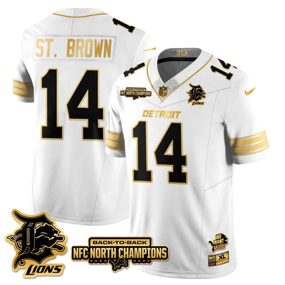 Custom Gender/Name DET 2024 NFC North Champions Gold Jersey N3 - All Stitched