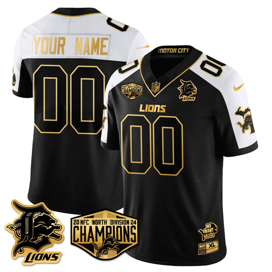 Custom Gender/Name DET 2024 NFC North Champions Gold Jersey - All Stitched