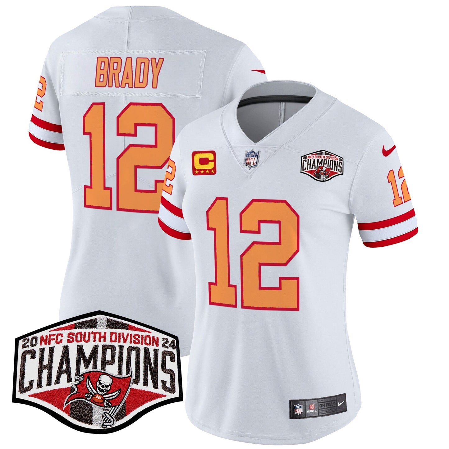 Women's TB Creamsicle 2024 NFC South Division Champions Patch Vapor Limited Jersey - All Stitched
