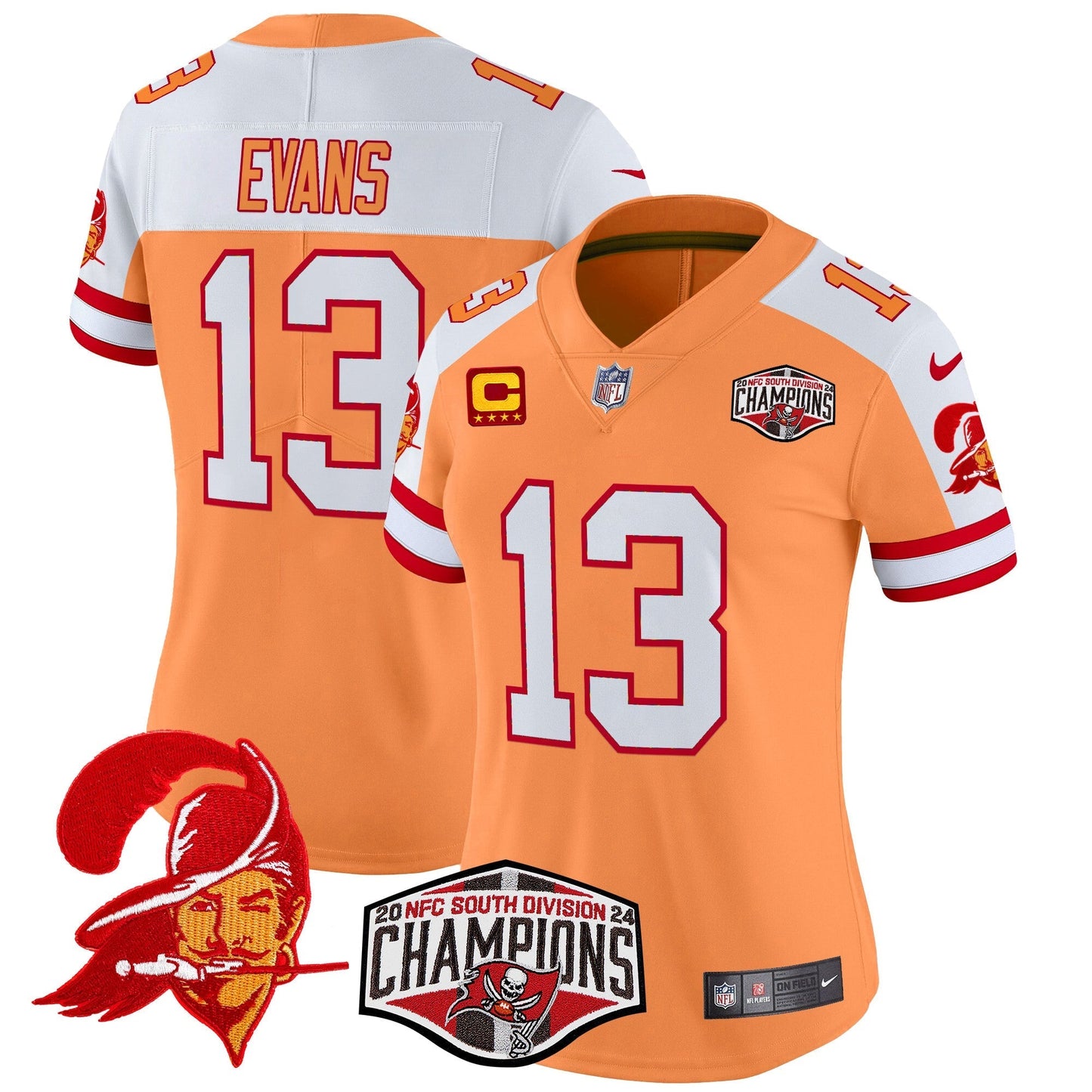 Women's TB Creamsicle 2024 NFC South Division Champions Patch Vapor Limited Jersey - All Stitched