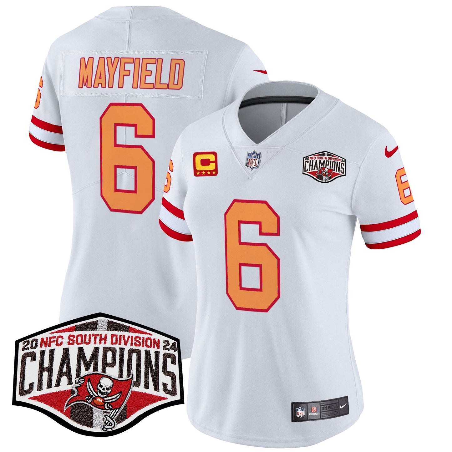Women's TB Creamsicle 2024 NFC South Division Champions Patch Vapor Limited Jersey - All Stitched